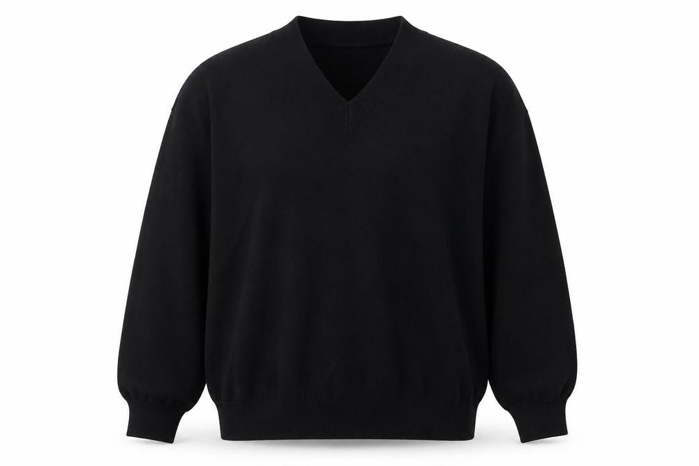 Marks & Spencer Womens Black V-Neck  Viscose Pullover Jumper Size L