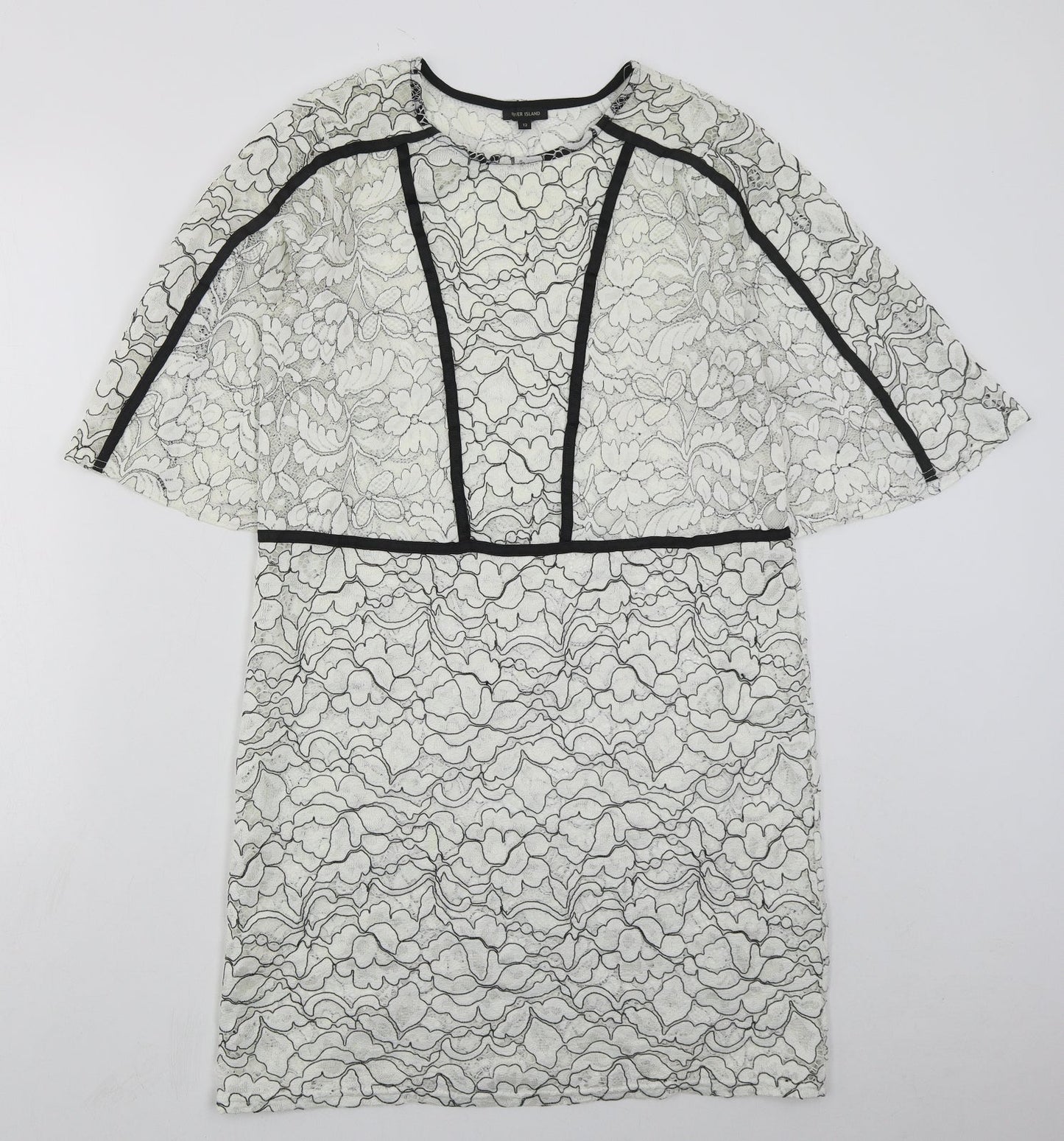 River Island Womens White  Polyester A-Line  Size 12  Round Neck Pullover