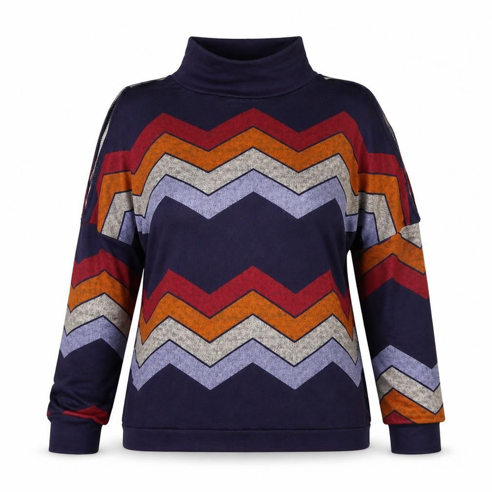Preworn Womens Blue Geometric Polyester Pullover Sweatshirt Size L  Pullover