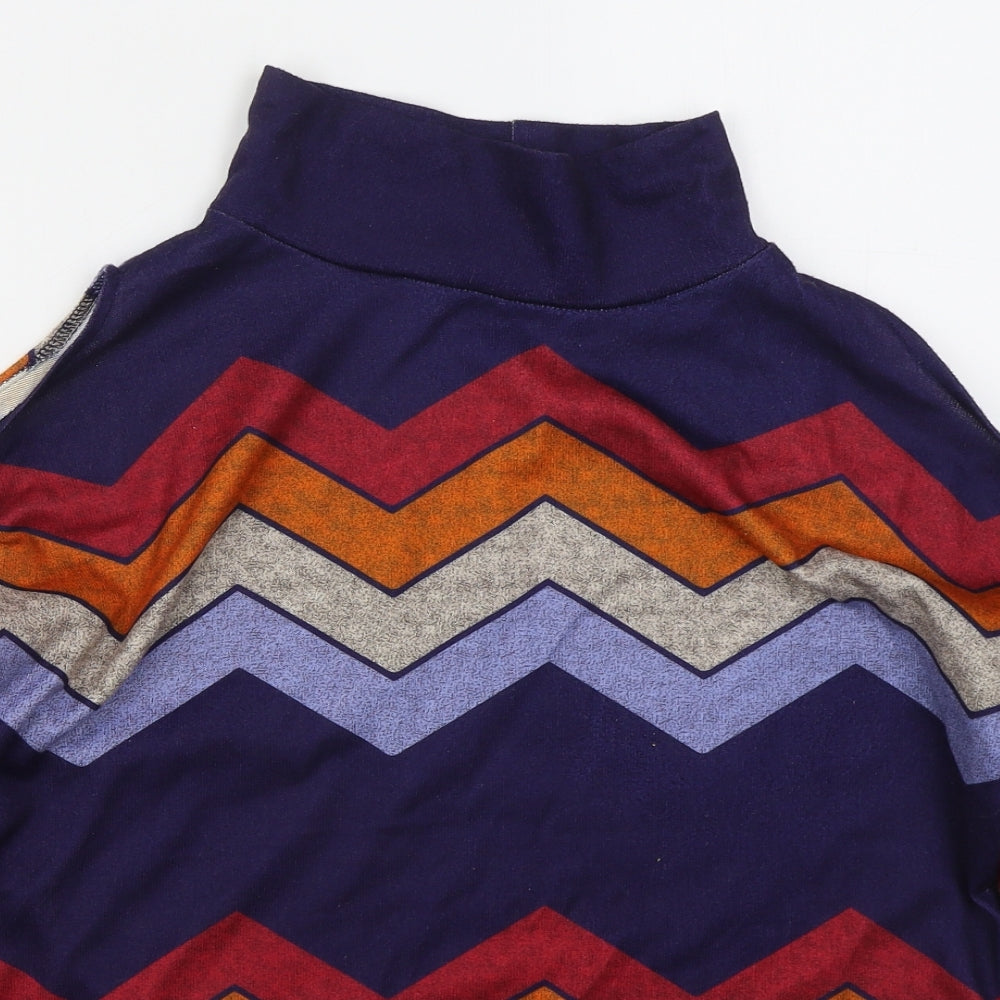 Preworn Womens Blue Geometric Polyester Pullover Sweatshirt Size L  Pullover
