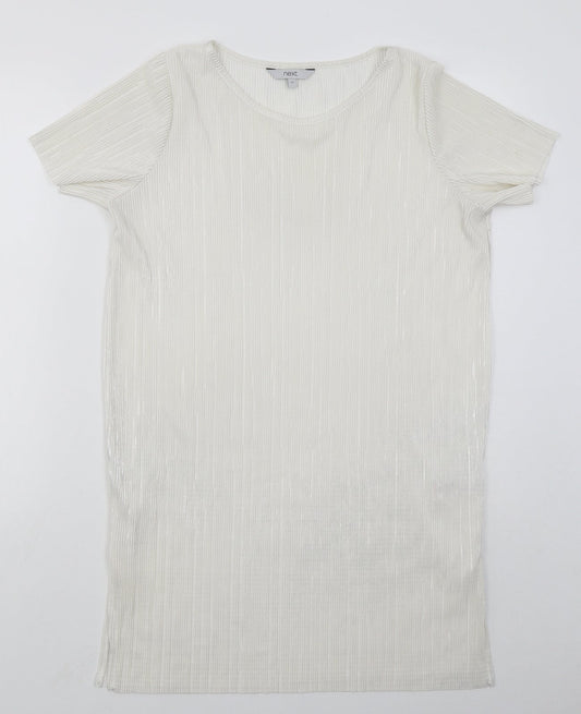 NEXT Womens White  Polyester T-Shirt Dress  Size 10  Round Neck Pullover