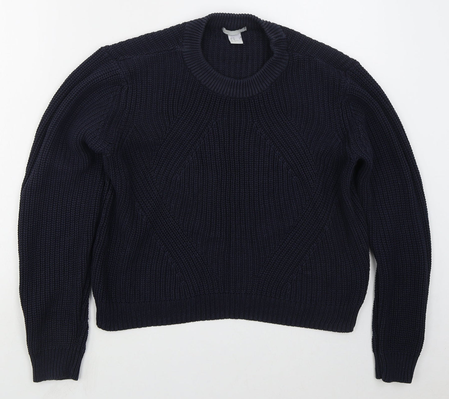 H&M Womens Blue Crew Neck  Acrylic Pullover Jumper Size M