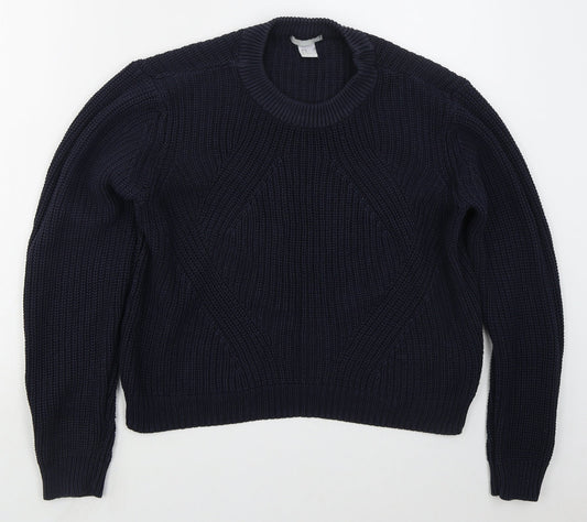 H&M Womens Blue Crew Neck  Acrylic Pullover Jumper Size M