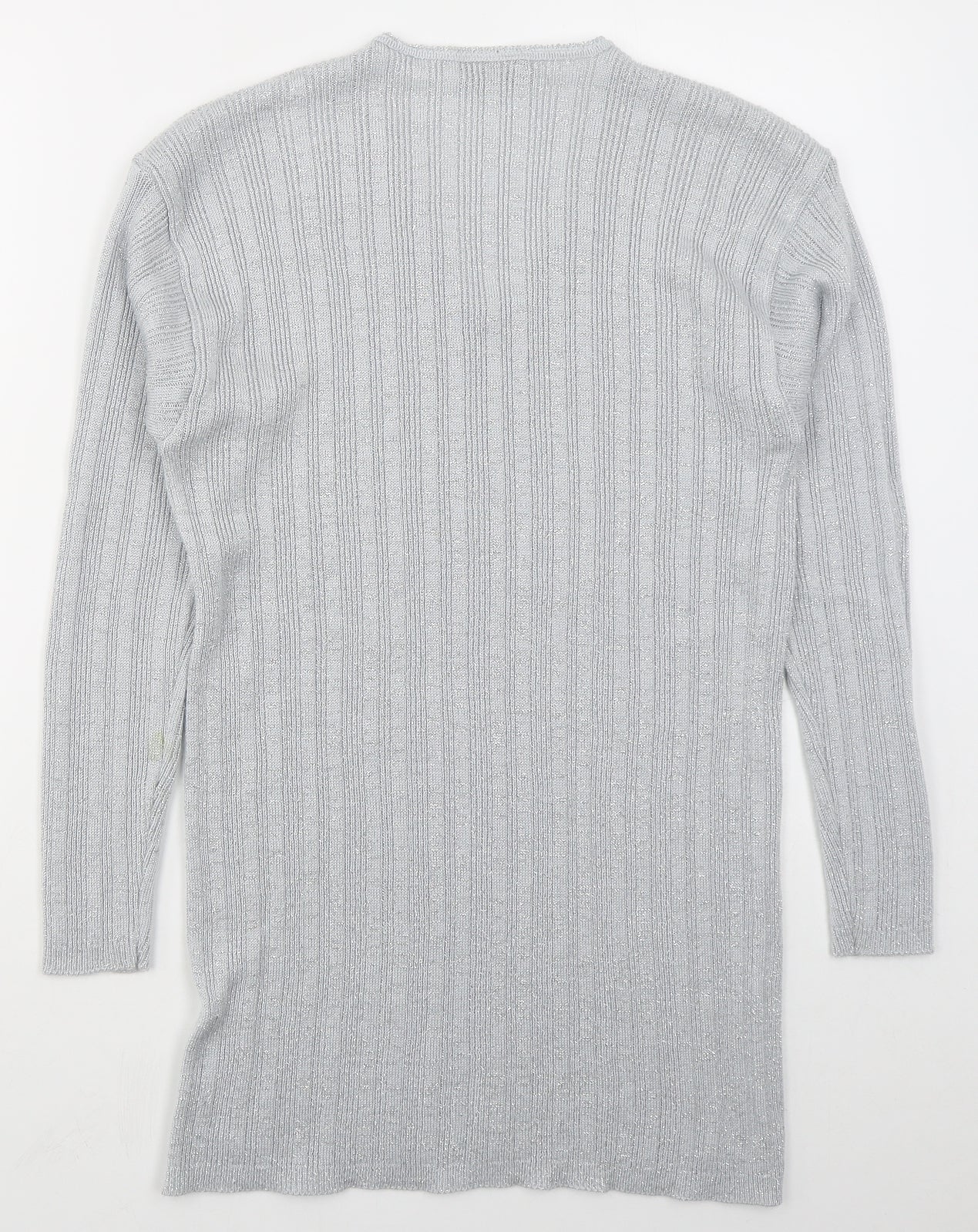 Fashion Extra Womens Grey V-Neck  Acrylic Pullover Jumper Size L