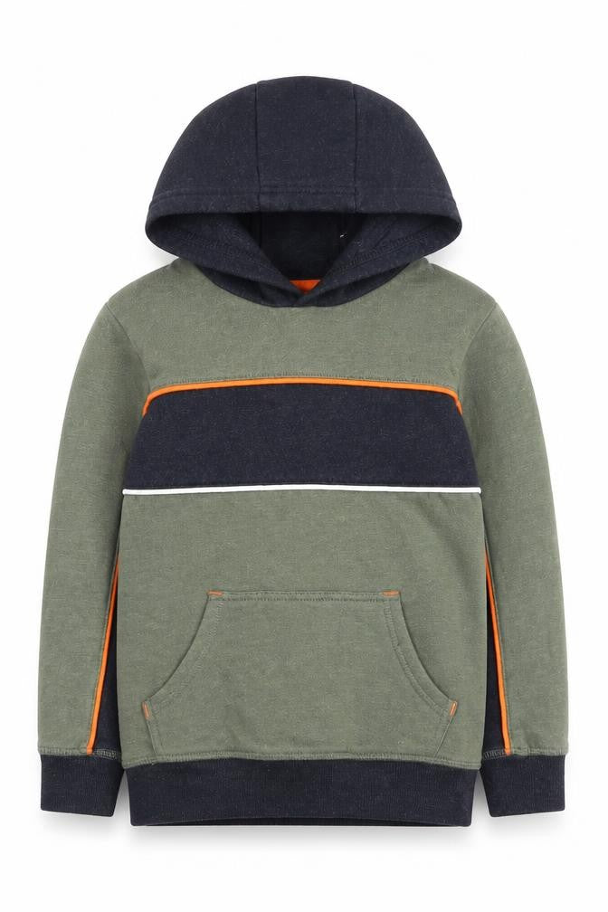Preworn Boys Green  Cotton Pullover Hoodie Size 7 Years