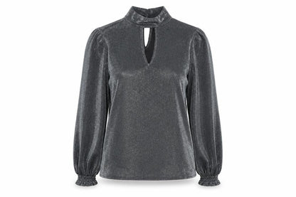 Peacocks Womens Grey  Polyester Basic Blouse Size 10 High Neck