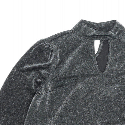 Peacocks Womens Grey  Polyester Basic Blouse Size 10 High Neck