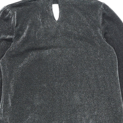 Peacocks Womens Grey  Polyester Basic Blouse Size 10 High Neck