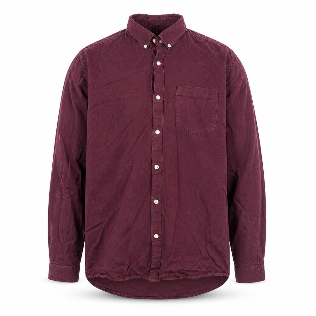 River Island  Mens Purple  Cotton  Button-Up Size L Collared