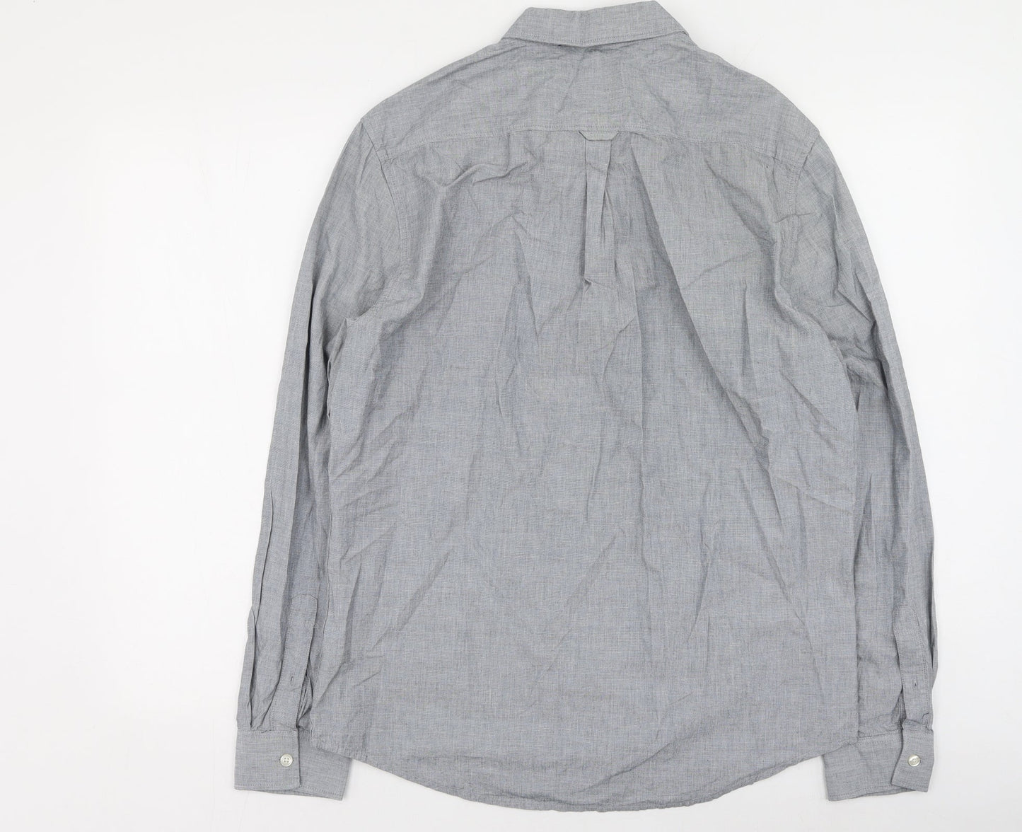 Burton Mens Grey  Cotton  Button-Up Size L Collared