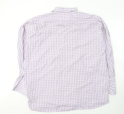 Grellie Mens White Plaid Cotton  Button-Up Size XL Collared Button