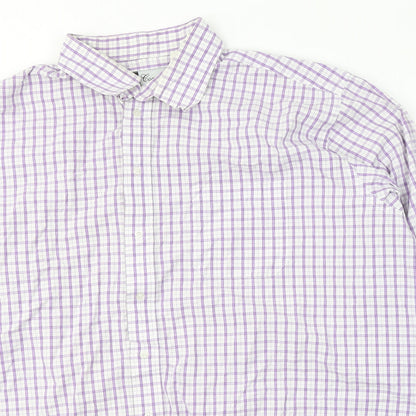 Grellie Mens White Plaid Cotton  Button-Up Size XL Collared Button