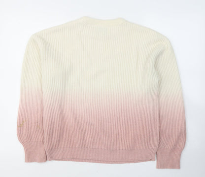 Jun&Ivy Womens White Round Neck  Acrylic Pullover Jumper Size M