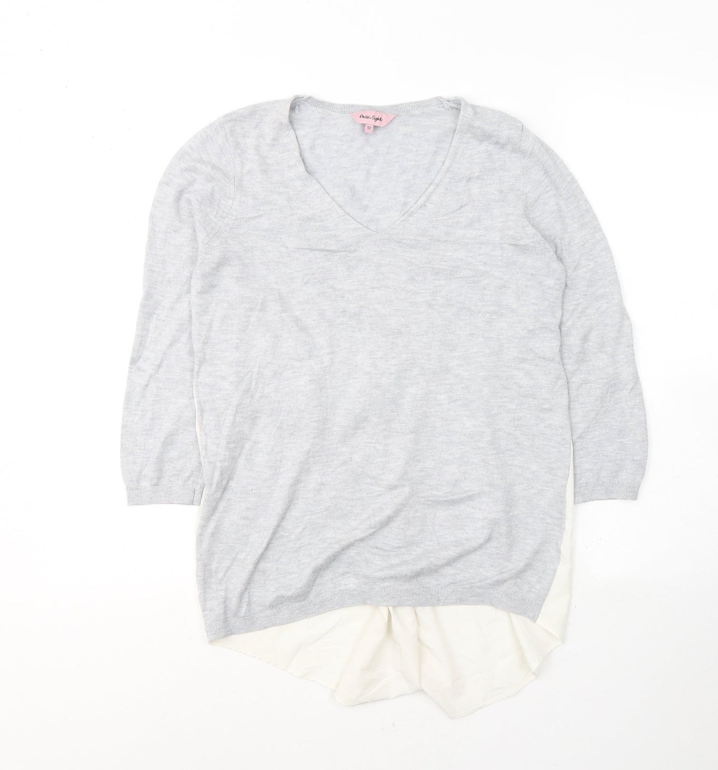 Phase Eight Womens Grey V-Neck  Viscose Pullover Jumper Size 12