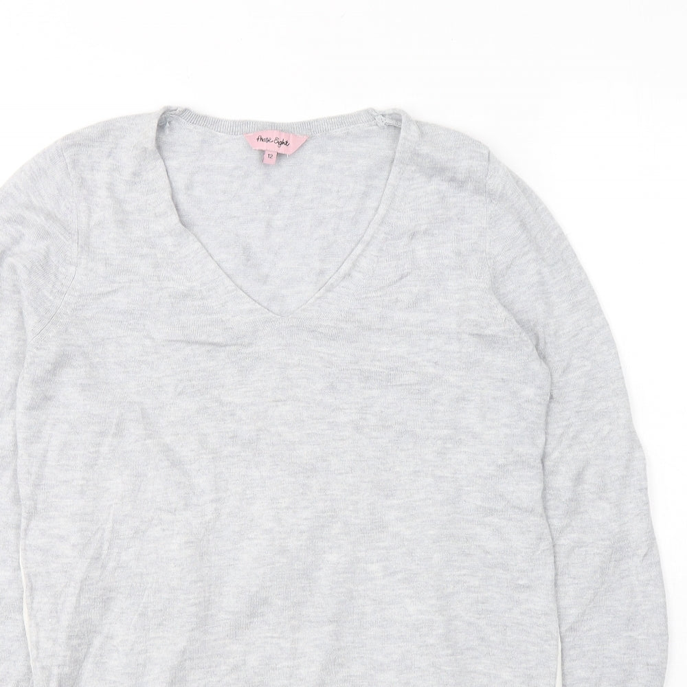 Phase Eight Womens Grey V-Neck  Viscose Pullover Jumper Size 12
