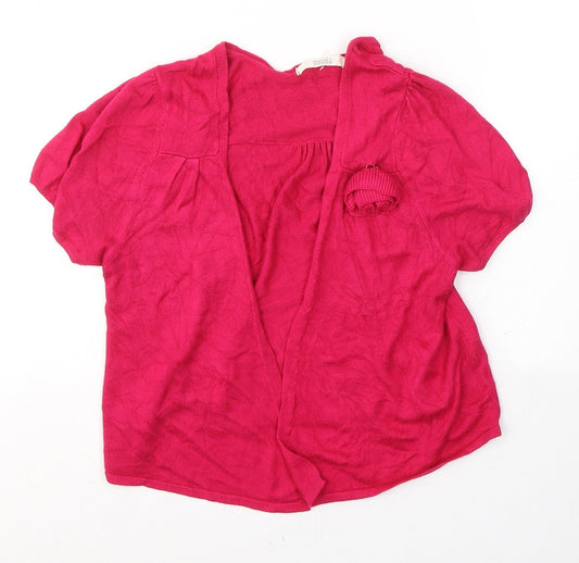 Marks and Spencer Womens Pink V-Neck  Acetate Cardigan Jumper Size 10