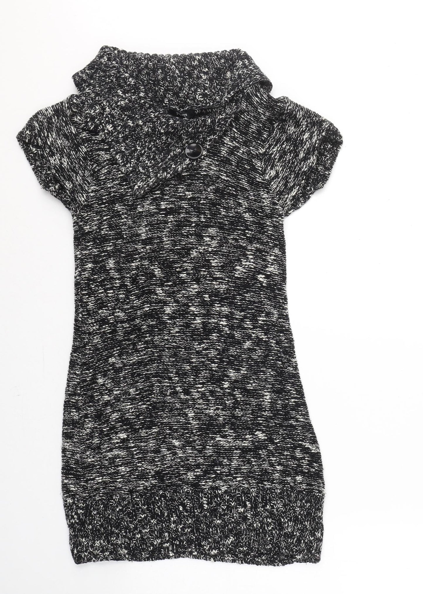 Papaya Womens Black Roll Neck  Cotton Tunic Jumper Size 12