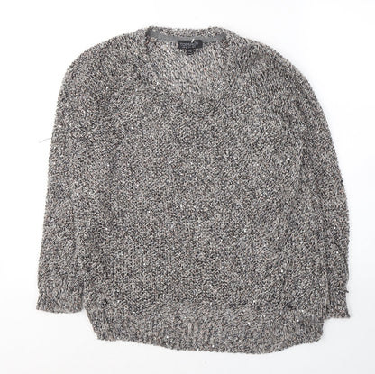 Topshop Womens Grey Round Neck  Acrylic Pullover Jumper Size 8