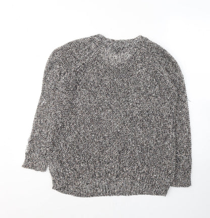 Topshop Womens Grey Round Neck  Acrylic Pullover Jumper Size 8