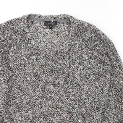 Topshop Womens Grey Round Neck  Acrylic Pullover Jumper Size 8