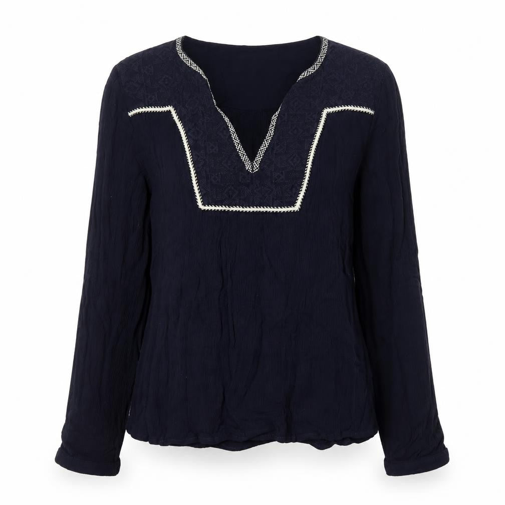 Sweewe Womens Blue  Viscose Basic Blouse Size S V-Neck