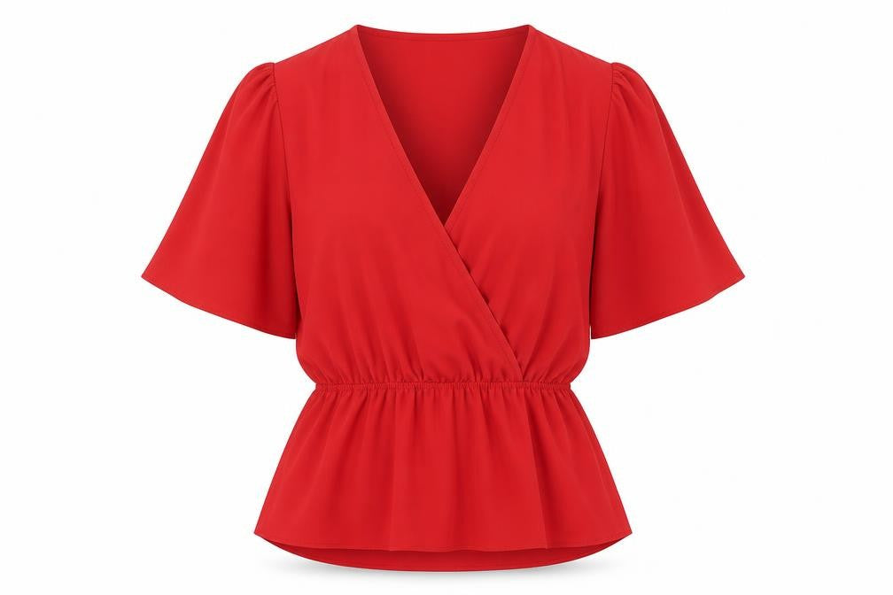 Very Womens Red  Polyester Basic Blouse Size 10 V-Neck