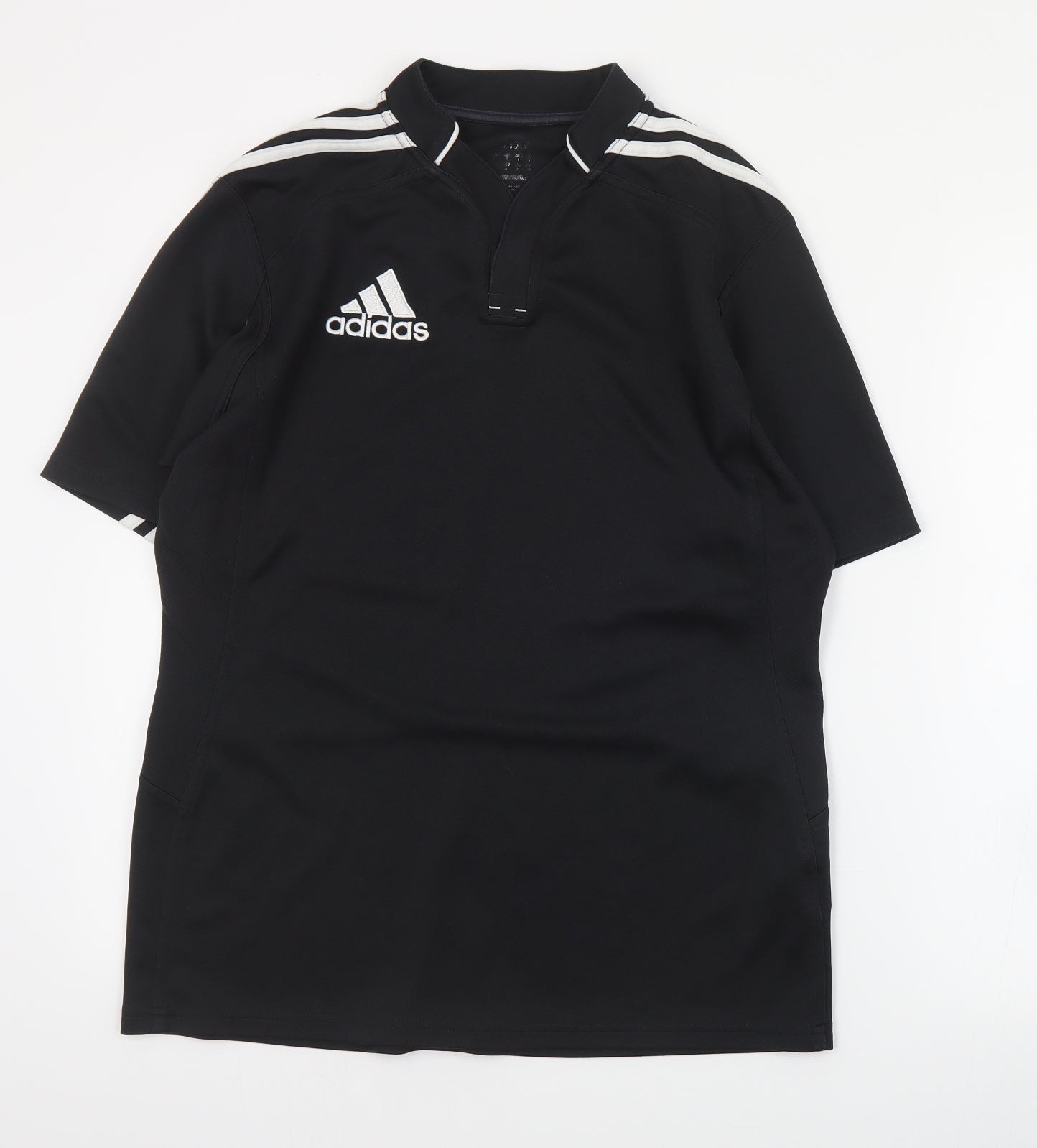 adidas Mens Black  Polyester  T-Shirt Size S V-Neck