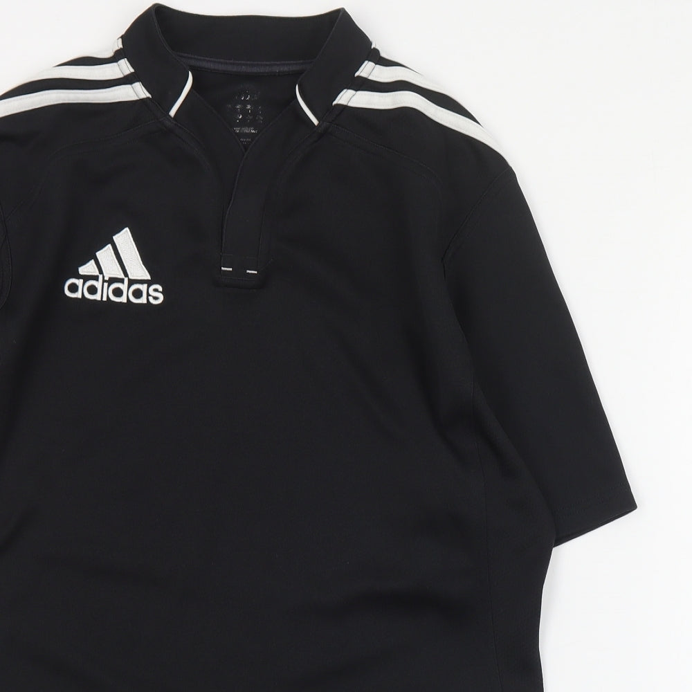 adidas Mens Black  Polyester  T-Shirt Size S V-Neck