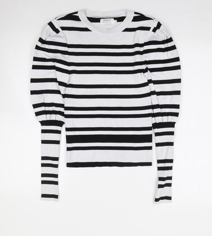 Only Womens Ivory Crew Neck Striped Polyamide Pullover Jumper Size 2XS