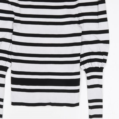 Only Womens Ivory Crew Neck Striped Polyamide Pullover Jumper Size 2XS