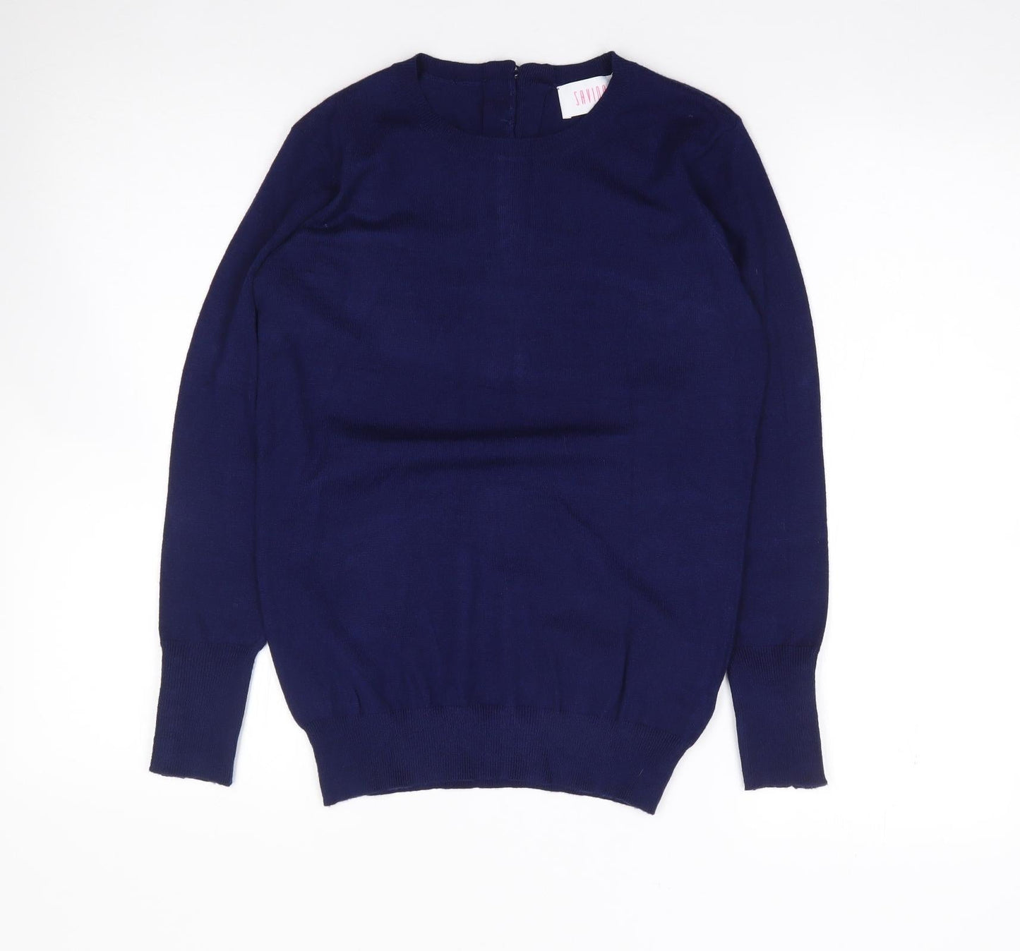 Savioa Womens Blue Crew Neck  Viscose Pullover Jumper Size XS