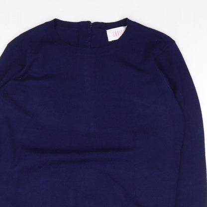 Savioa Womens Blue Crew Neck  Viscose Pullover Jumper Size XS