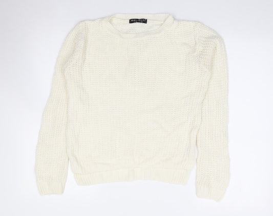 Select Womens Ivory Round Neck  Acrylic Pullover Jumper Size 12