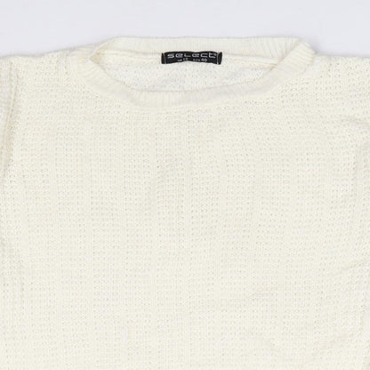 Select Womens Ivory Round Neck  Acrylic Pullover Jumper Size 12