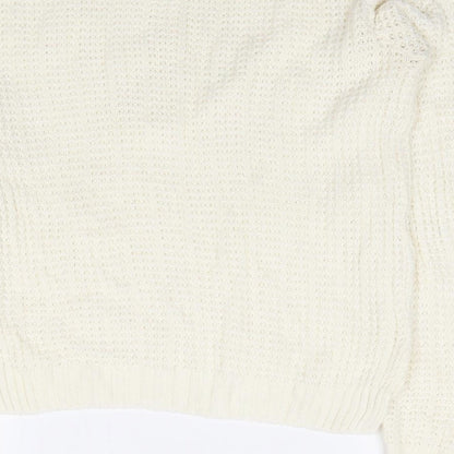 Select Womens Ivory Round Neck  Acrylic Pullover Jumper Size 12