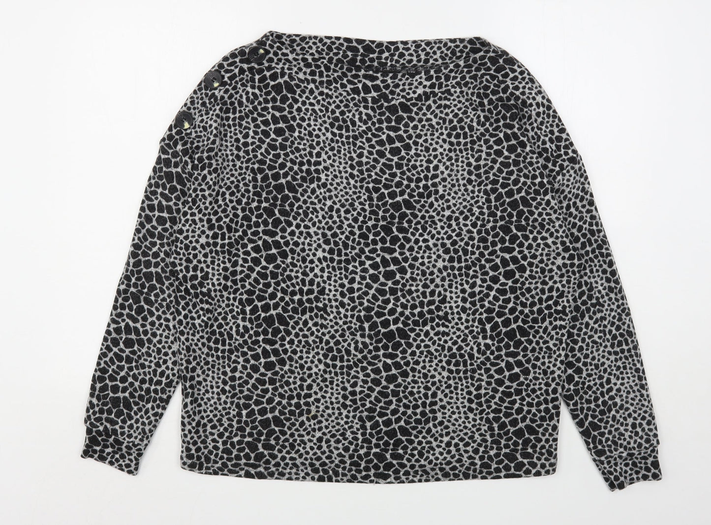 Dorothy Perkins Womens Black Round Neck Animal Print Polyester Pullover Jumper Size 14
