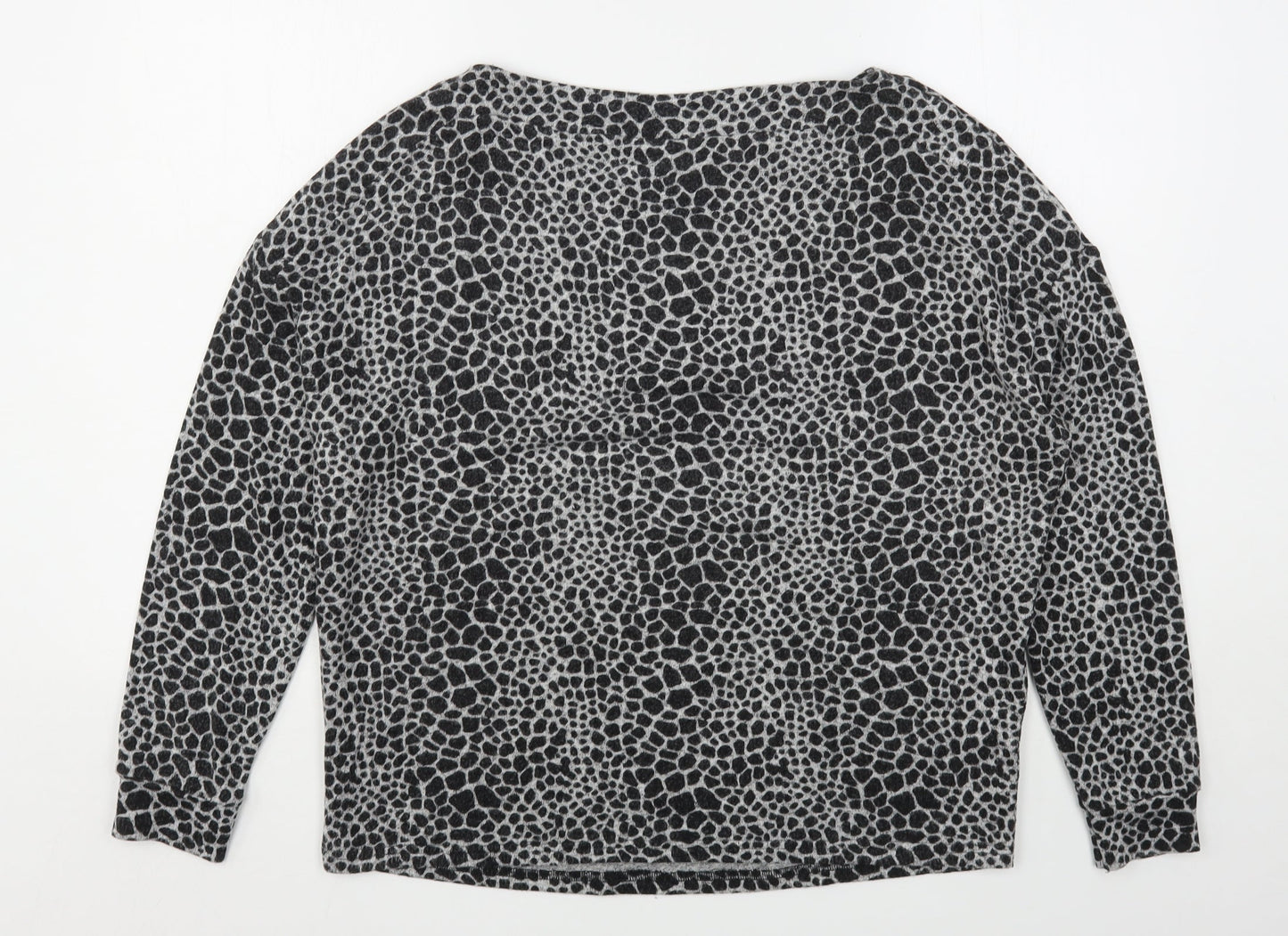Dorothy Perkins Womens Black Round Neck Animal Print Polyester Pullover Jumper Size 14
