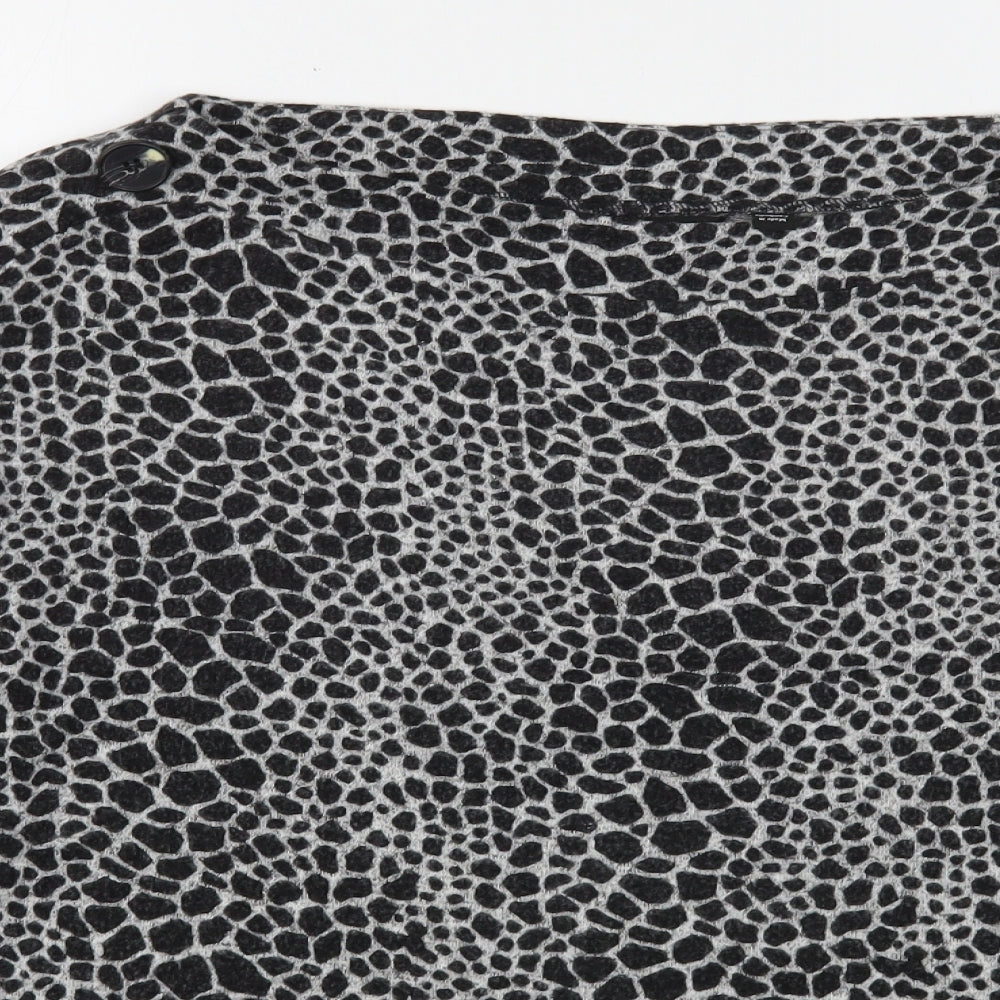 Dorothy Perkins Womens Black Round Neck Animal Print Polyester Pullover Jumper Size 14