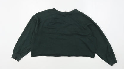 H&M Womens Green  Cotton Pullover Sweatshirt Size M