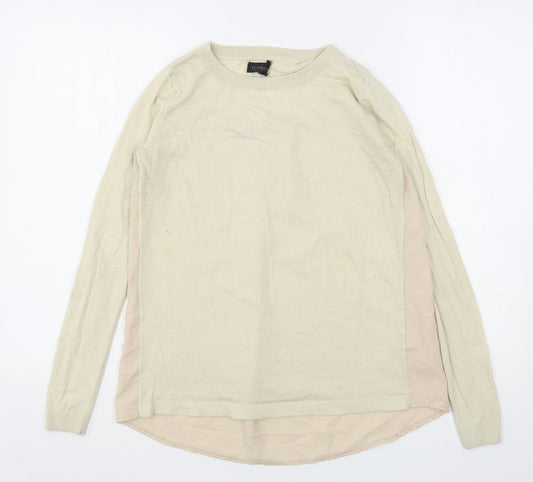 Topshop Womens Beige Round Neck  Polyester Pullover Jumper Size 8
