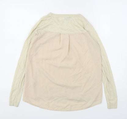Topshop Womens Beige Round Neck  Polyester Pullover Jumper Size 8
