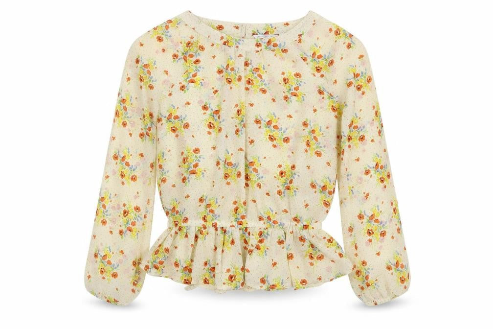 New Look Womens Beige Floral Polyester Basic Blouse Size 8 Boat Neck - Open Back