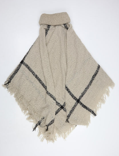 Peacocks Womens Beige Striped  Overcoat Poncho One Size
