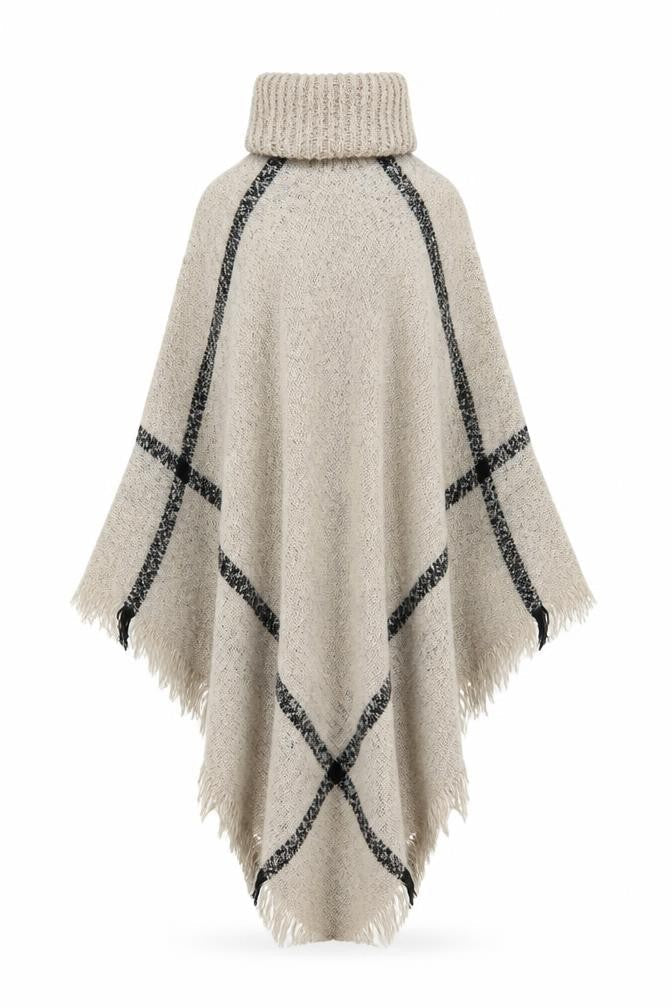 Peacocks Womens Beige Striped  Overcoat Poncho One Size