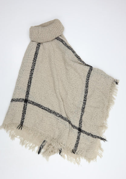 Peacocks Womens Beige Striped  Overcoat Poncho One Size
