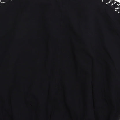 Preworn Womens Black  Viscose Basic Blouse Size L Round Neck