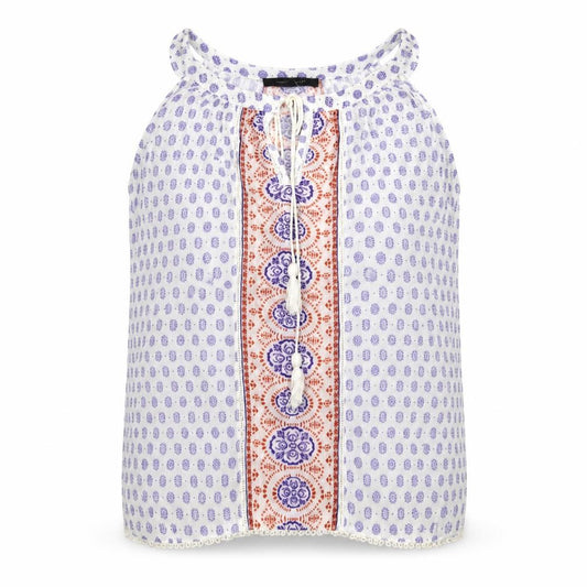 Atmosphere Womens White Geometric Viscose Basic Blouse Size 12 Round Neck