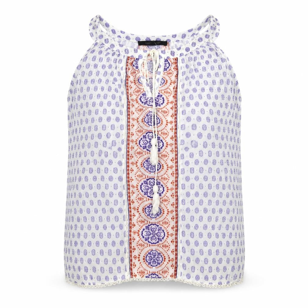Atmosphere Womens White Geometric Viscose Basic Blouse Size 12 Round Neck