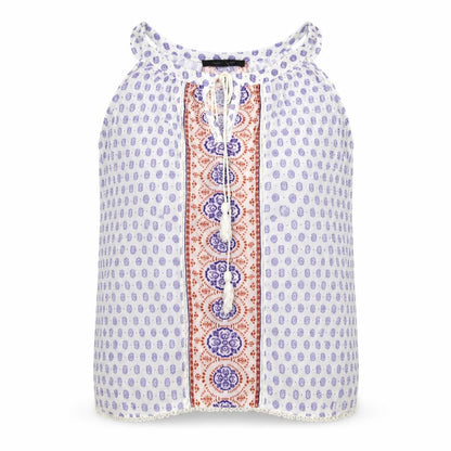 Atmosphere Womens White Geometric Viscose Basic Blouse Size 12 Round Neck