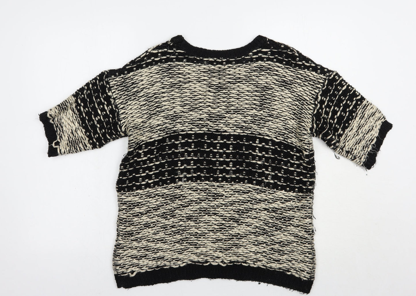 Dorothy Perkins Womens Black Crew Neck Striped Acrylic Pullover Jumper Size 14